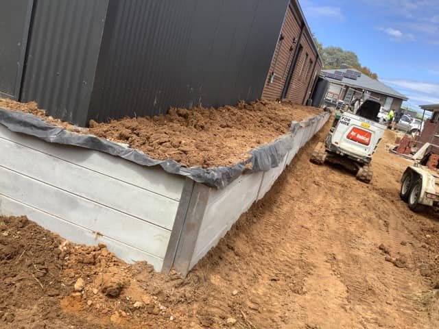 A1 Retaining project showing completed wall work and site levels