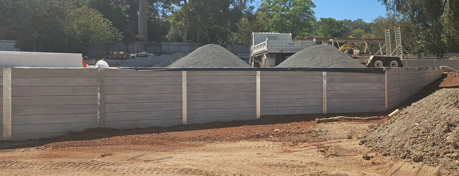 Retaining wall construction photographed by A1 Retaining